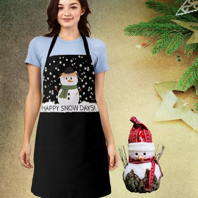 Tablier Joli Snowman Apron Noël Fun (Cute Snowman Apron Christmas Holidays Fun)