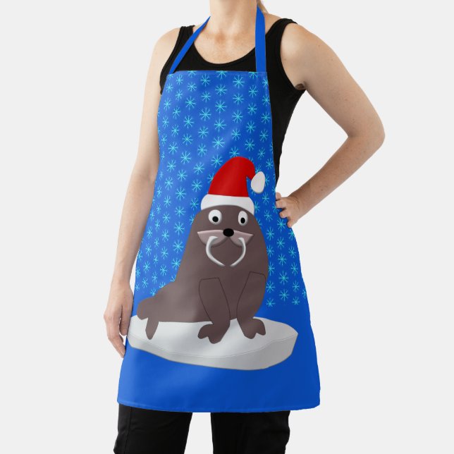 Tablier Joli Walrus de Noël et Snowflakes (Insitu)