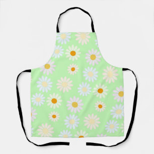 Tablier Jolie aquarelle colorée Motif marguerite vert