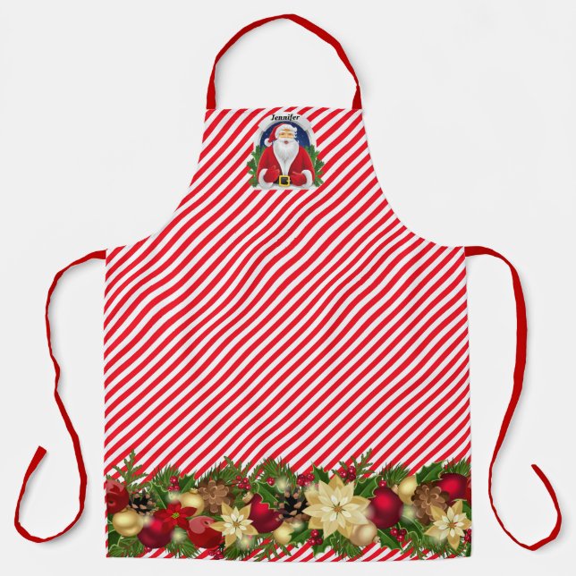 Tablier Jolie Auberges de vacances de Noël Apron Nom perso (Recto)