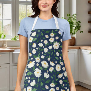 Tablier Jolie bleue marine et blanche florale Daisy