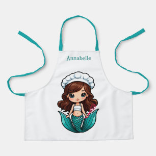 Tablier Jolie Brunette Mermaid Chef Personnaliser