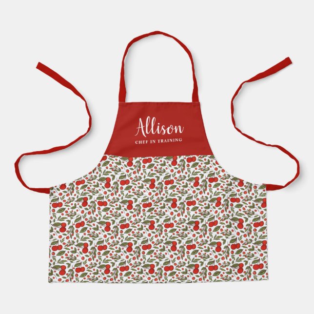 Tablier Jolie Cerise Berries Motifs Filles Chef Formation (Recto)