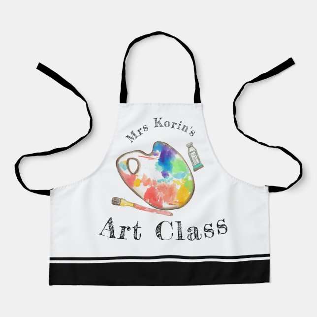 Tablier Jolie classe d'art pour enfants peinture personnal (Recto)