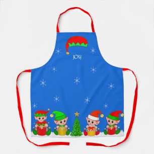 Tablier Jolie équipe de lutins de Noël et flocons de neige