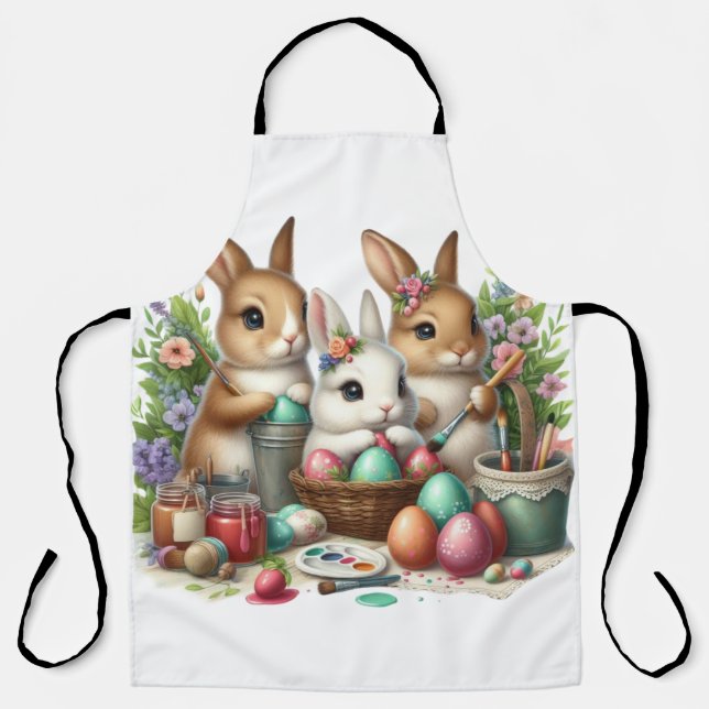 Tablier Jolie fête de peinture de Pâques Bunny/Printemps (Recto)