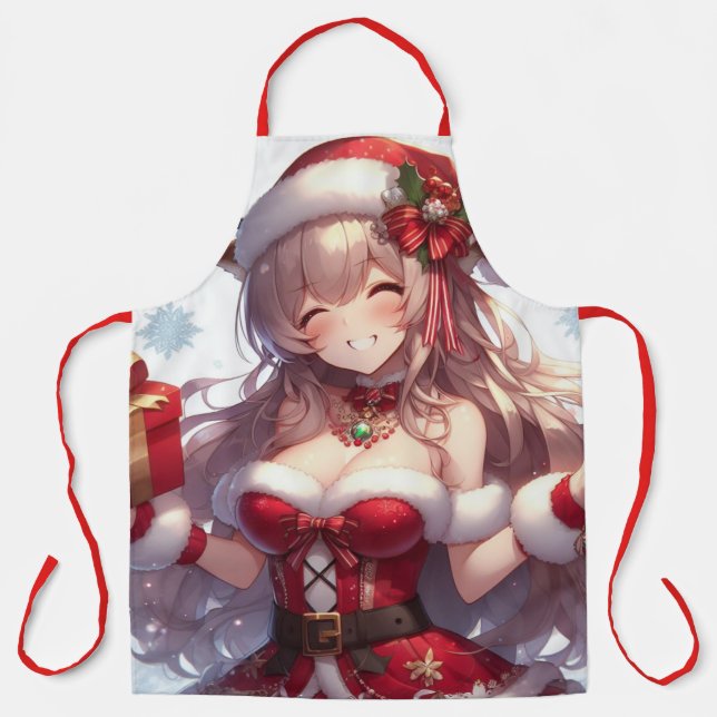 Tablier Jolie fille de Noël anime (Recto)
