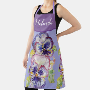 Tablier Jolie florale Pastel Pansy Purple Womans Apron