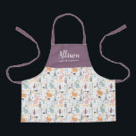 Tablier Jolie Forme de Motifs de forêts de bois<br><div class="desc">Ce joli tablier personnalisé est orné d'un motif de lapins et d'arbres de la forêt boisée, dont le sommet est un violet gris massif. Facile à customiser pour un cadeau unique, parfait pour le jeune chef ou boulanger! Pour toute demande de produit ou de design, veuillez me contacter (Tracey) à...</div>