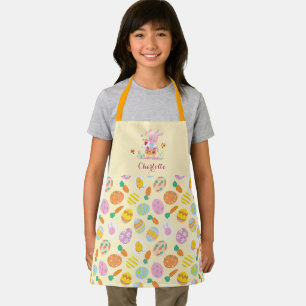 Tablier Jolie Pâques Lapin Rose Jardin Oeufs Chasse Enfant