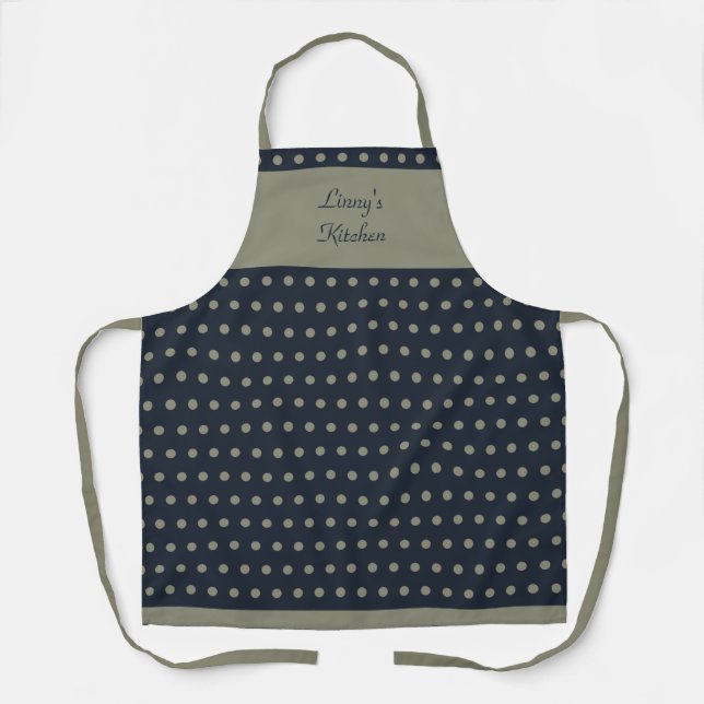 Tablier Jolie Polka Dot Dusty Sage et Black Apron (Recto)
