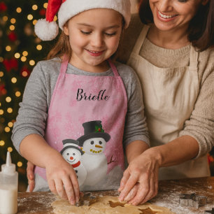 Tablier Jolie rose Noël Snowman Personnalisé Enfants