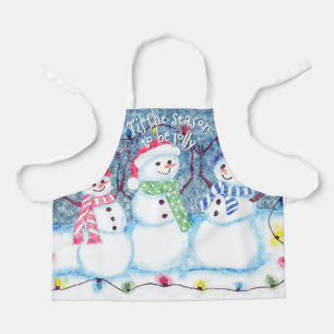 Tablier Jolie saison hivernale Snowmen Aquarelle Art