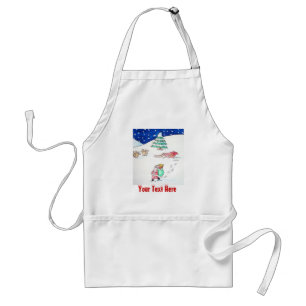 Tablier Jolie scène de neige père Noël et traîneau à Noël