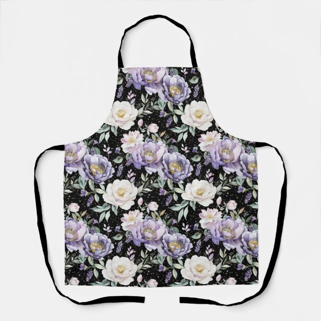Tablier Jolies Fleurs Blanches Violettes (Recto)