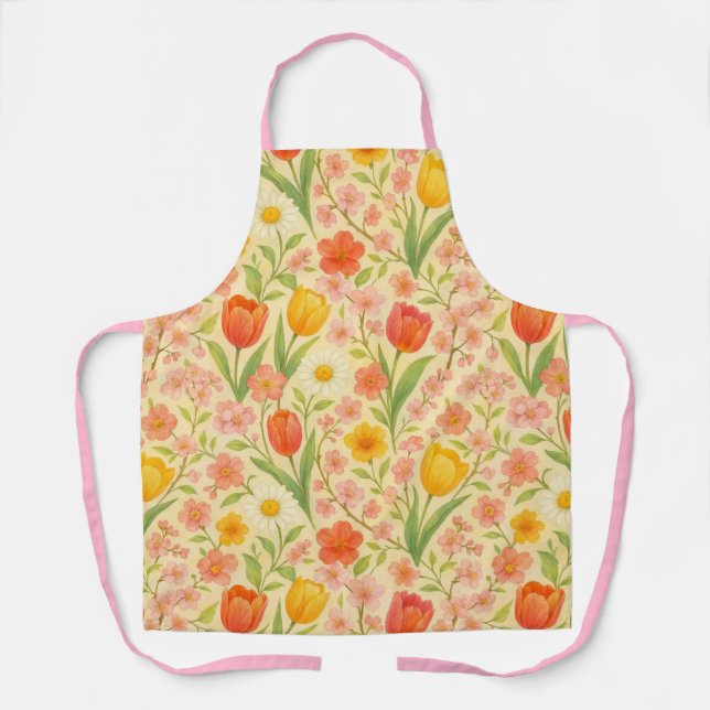 Tablier Jolies fleurs de Pâques/printemps à motifs (Recto)