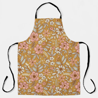 Tablier Jolies fleurs sur or sans couture motif