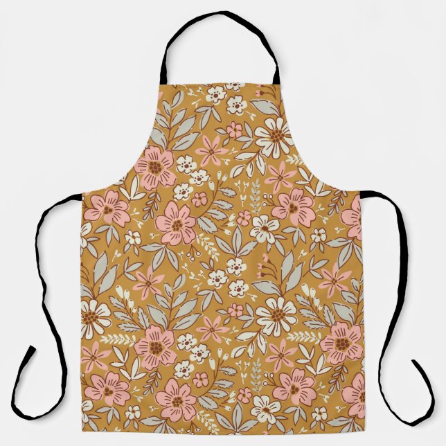 Tablier Jolies fleurs sur or sans couture motif (Recto)