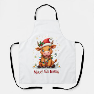 Tablier Jolies lumières de Noël de bébé vache des Highland