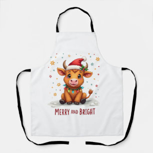 Tablier Jolies lumières de Noël de bébé vache des Highland