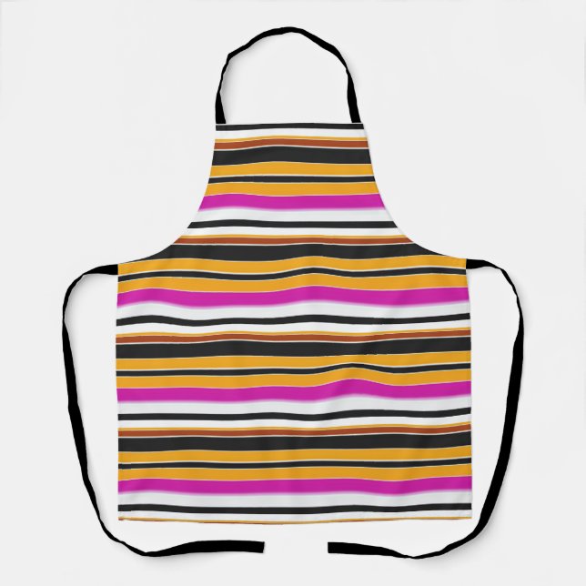 Tablier Jolies rayures noires orange (Recto)