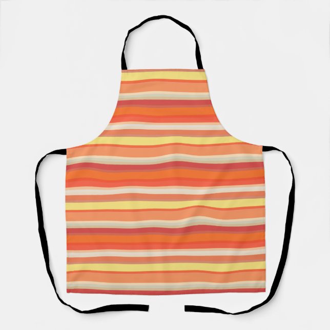 Tablier Jolies rayures orange rouge  (Recto)