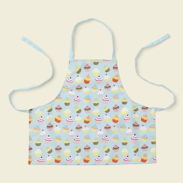 Tablier Jolis enfants à l'impression de cupcake bleu poudr (Cute kids apron with a sweet cupcake print.)