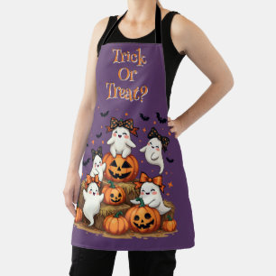 Tablier Jolis fantômes d'Halloween avec des nœuds coquette