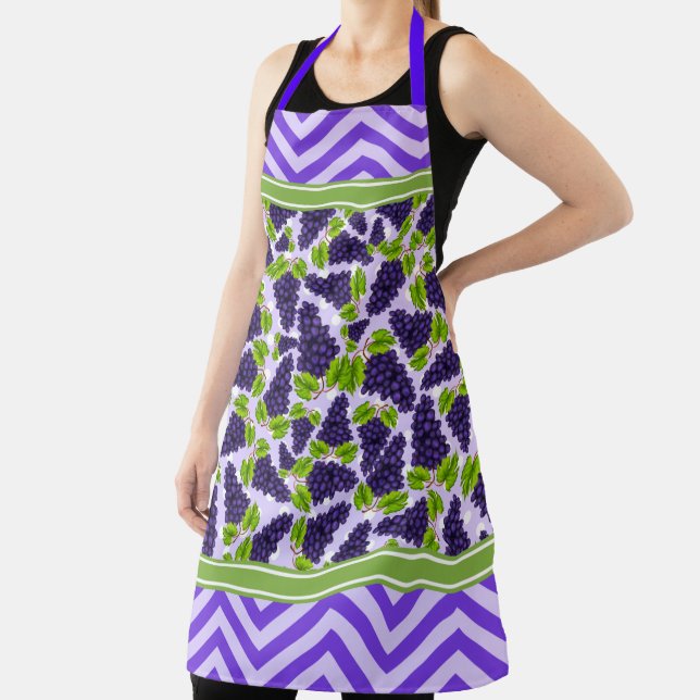 Tablier Jolis raisins pois et chevron violet (Insitu)