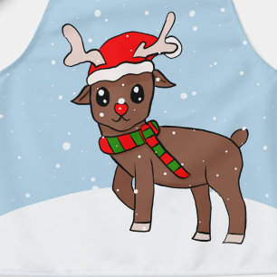 Tablier Jote Deer Santa Chapeau Neige Dessin de Noël Enfan