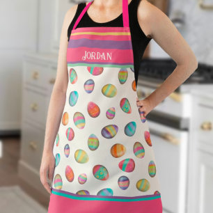 Tablier Jote Oeuf de Pâques Motif Pastel Nom personnalisé