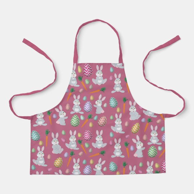 Tablier Jote rose lapin lapin de Pâques Motif (Recto)