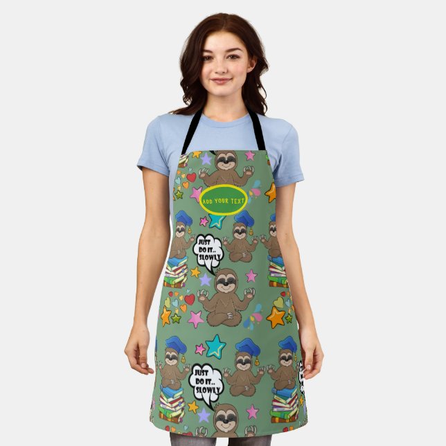 Tablier Jote Sloth Green Motif Drôle Juste Faites-Le Citer (Porté)