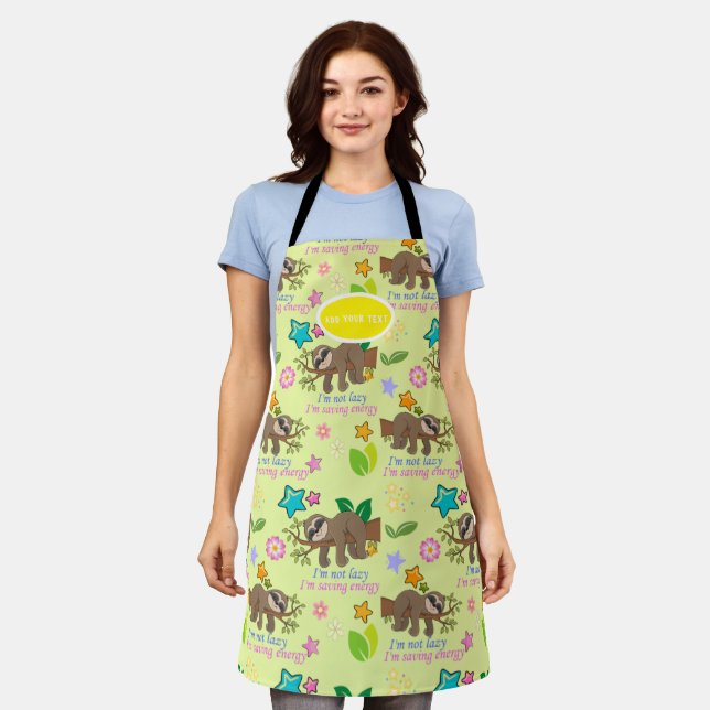 Tablier Jote Sloth Jaune Motif Funny Lazy Citation Florale (Porté)