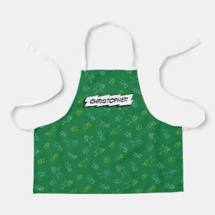 Tablier Jouer mignon enfants motif vert nom personnalisé