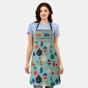 Tablier Jouets d'arbre de Noël rétro Maman Cuisine de Noël