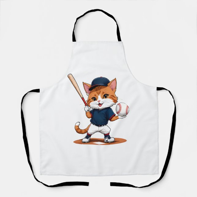 Tablier Joueur de baseball chat (Recto)