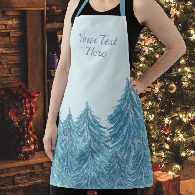 Tablier Jour de Noël de l'arbre d'hiver bleu (Créateur téléchargé)