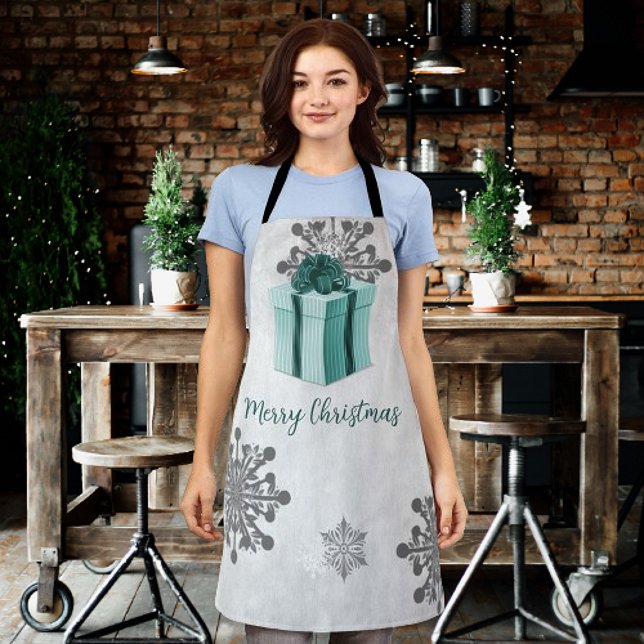 Tablier Jour de Noël turquoise (Teal Christmas Gift Holiday Apron)