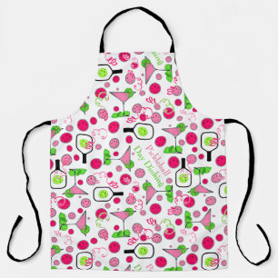 Tablier Jour de Pickleball Diner Cocktail Cosmo Vert rose