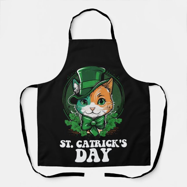 Tablier Journée St Catricks Amoureux des chats St Patrick' (Recto)