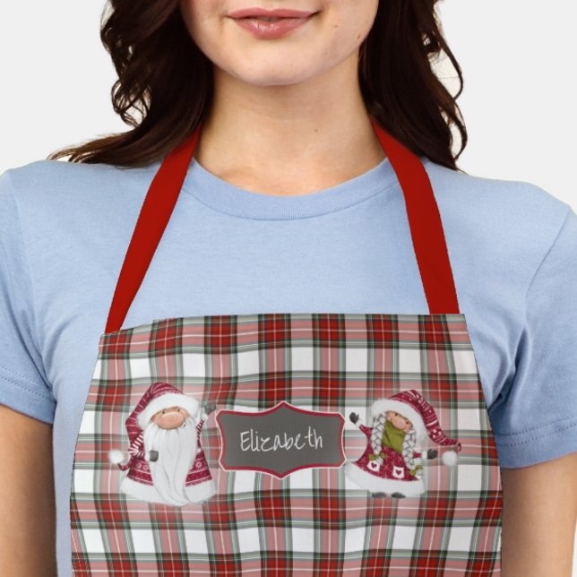 Tablier Jours fériés de Noël Monogrammé (Christmas Holiday Baking Cooking Apron monogrammed with name. )