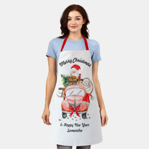 Tablier Joyeuse Année Nom camion Santa Noël