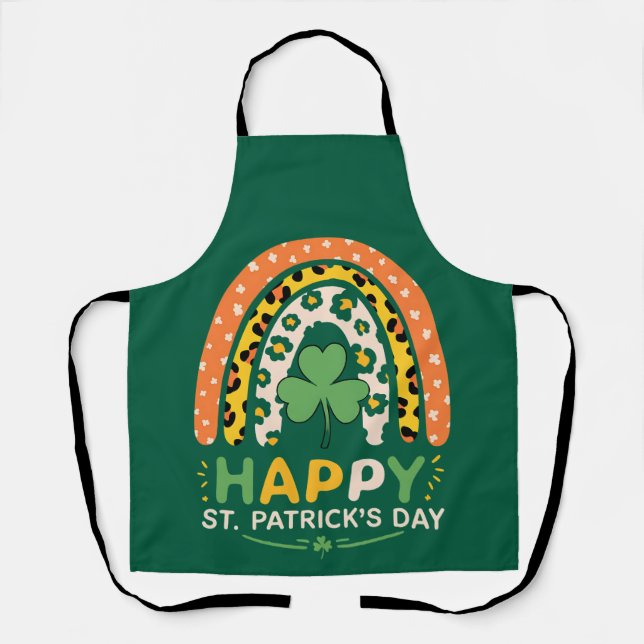 Tablier Joyeuse Fête de la Saint-Patrick Léopard Arc-en-Ci (Recto)