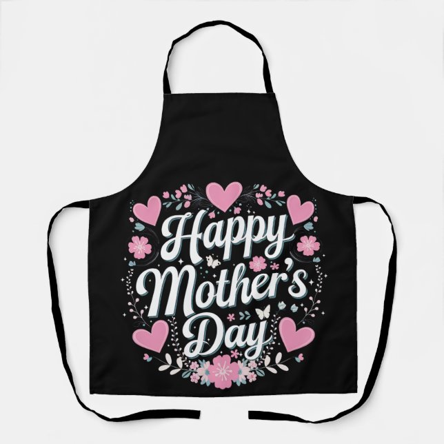 Tablier Joyeuse fête des Mères Maman Mémé Floral Mignon (Recto)
