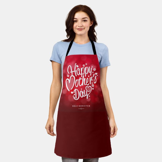 Tablier Joyeuse fête des Mères Typographie-23534 (Porté)