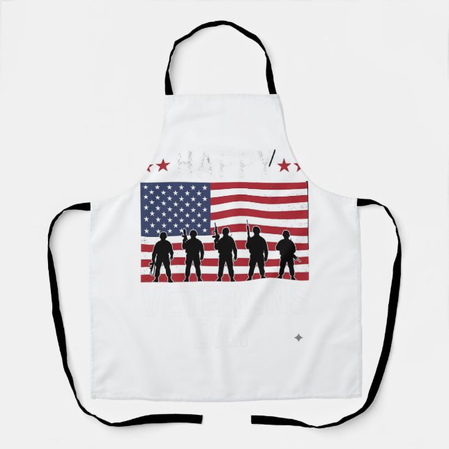 Tablier Joyeuse Fête des Vétérans Drapeau Silhouette Vecto (Recto)