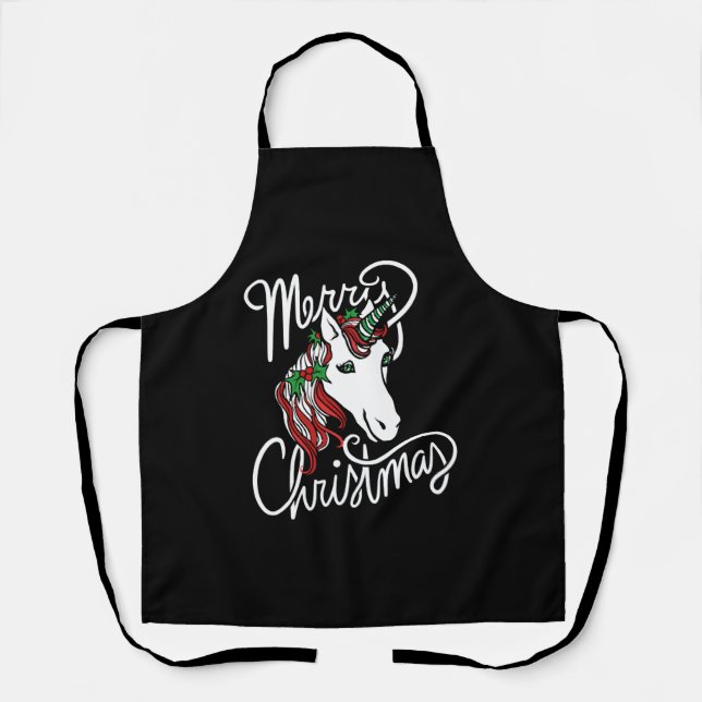 Tablier joyeuse licorne de noël (Recto)