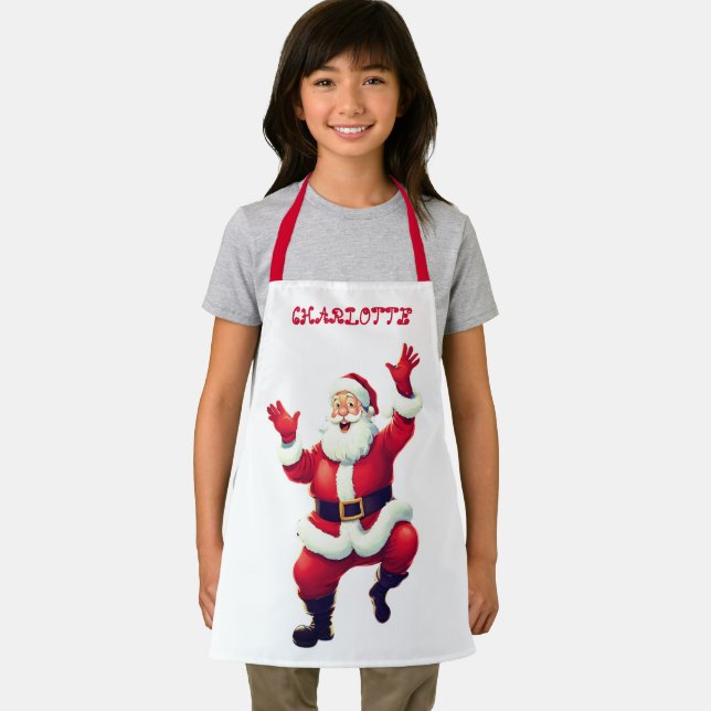 Tablier Joyeuse Père Noël Dancing | Nom Des Filles Rouge E (Insitu)