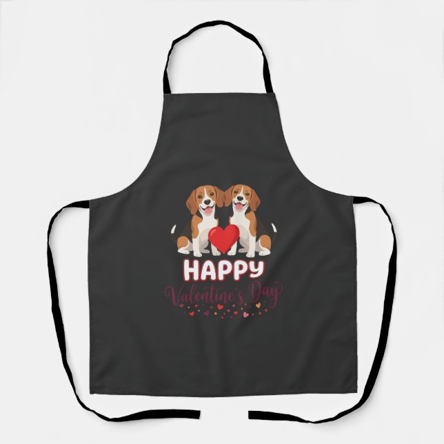 Tablier Joyeuse Saint-Valentin Couple de Beagles (Recto)
